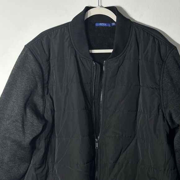 Apt 9 Jacket Men’s Size XXL Black Knit Sherpa Bomber Full Zip W/Pockets Casual - Picture 2 of 15